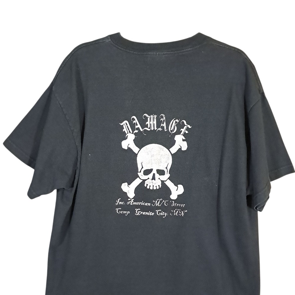 Y2k Vintage Mudclap Girl Mens XL Black Skull Damage‎ Inc White Trash Awareness - Picture 5 of 11